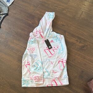 NEW WITH TAGS Adidas Kids Hoodie with Pink and Blue Logo Pattern